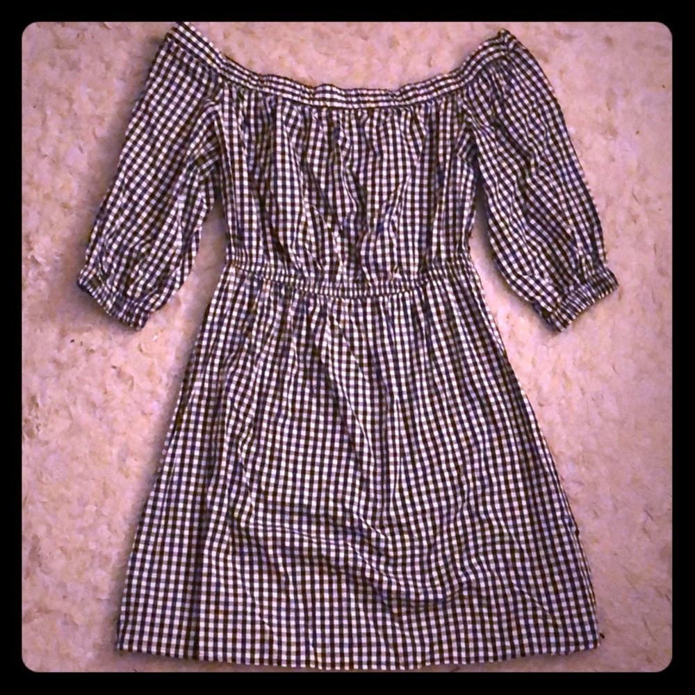 Off-the-Shoulder Gingham Dress